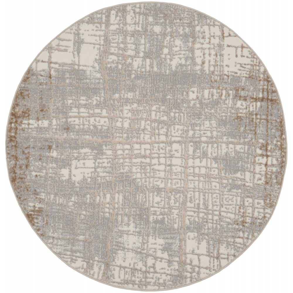 Calvin Klein Ck950 Rush CK950 Area Rug, Ivory/Taupe, 4' x Round