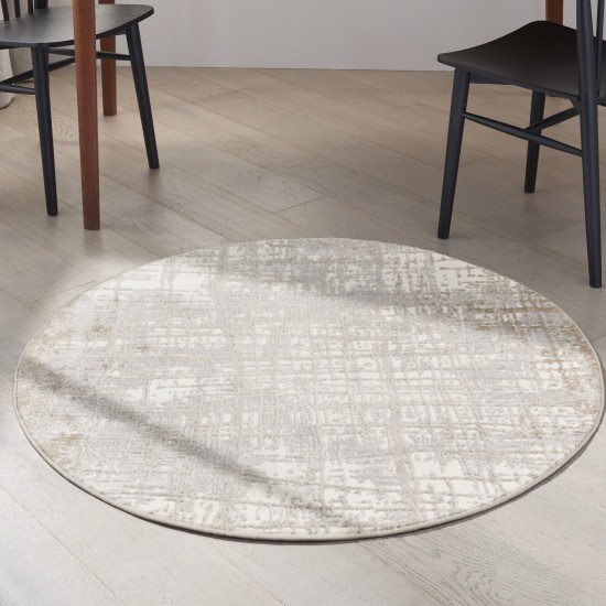 Calvin Klein Ck950 Rush CK950 Area Rug, Ivory/Taupe, 4' x Round