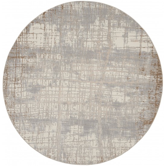 Calvin Klein Ck950 Rush CK950 Area Rug, Ivory/Taupe, 8' x Round