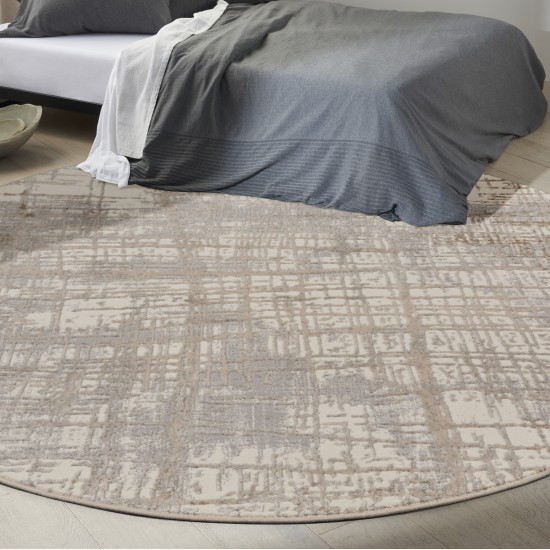 Calvin Klein Ck950 Rush CK950 Area Rug, Ivory/Taupe, 8' x Round