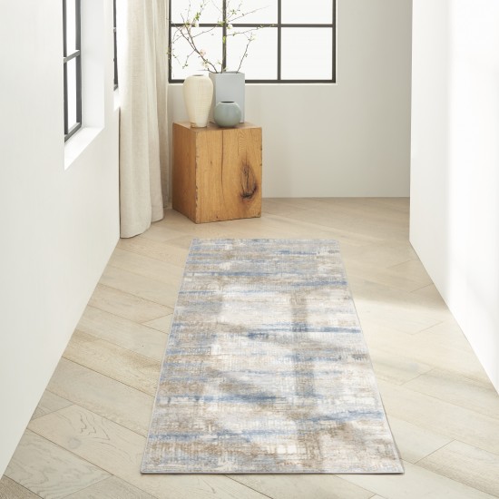 Calvin Klein Ck950 Rush CK951 Runner Rug, Blue/Beige, 2'3" x 10'