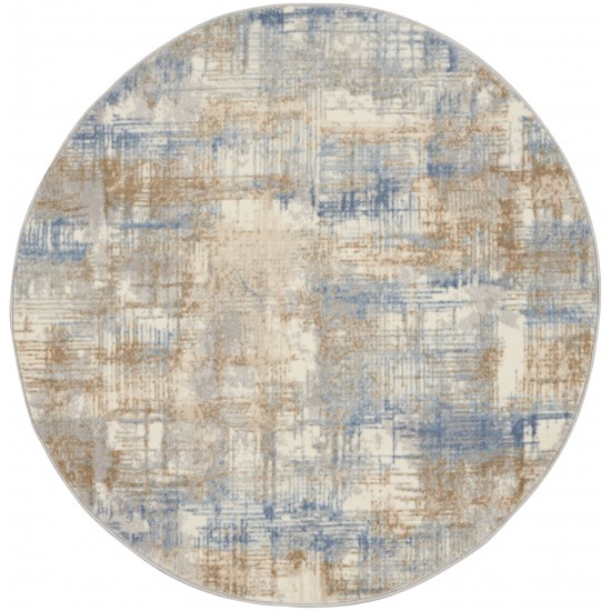 Calvin Klein Ck950 Rush CK951 Area Rug, Blue/Beige, 4' x Round