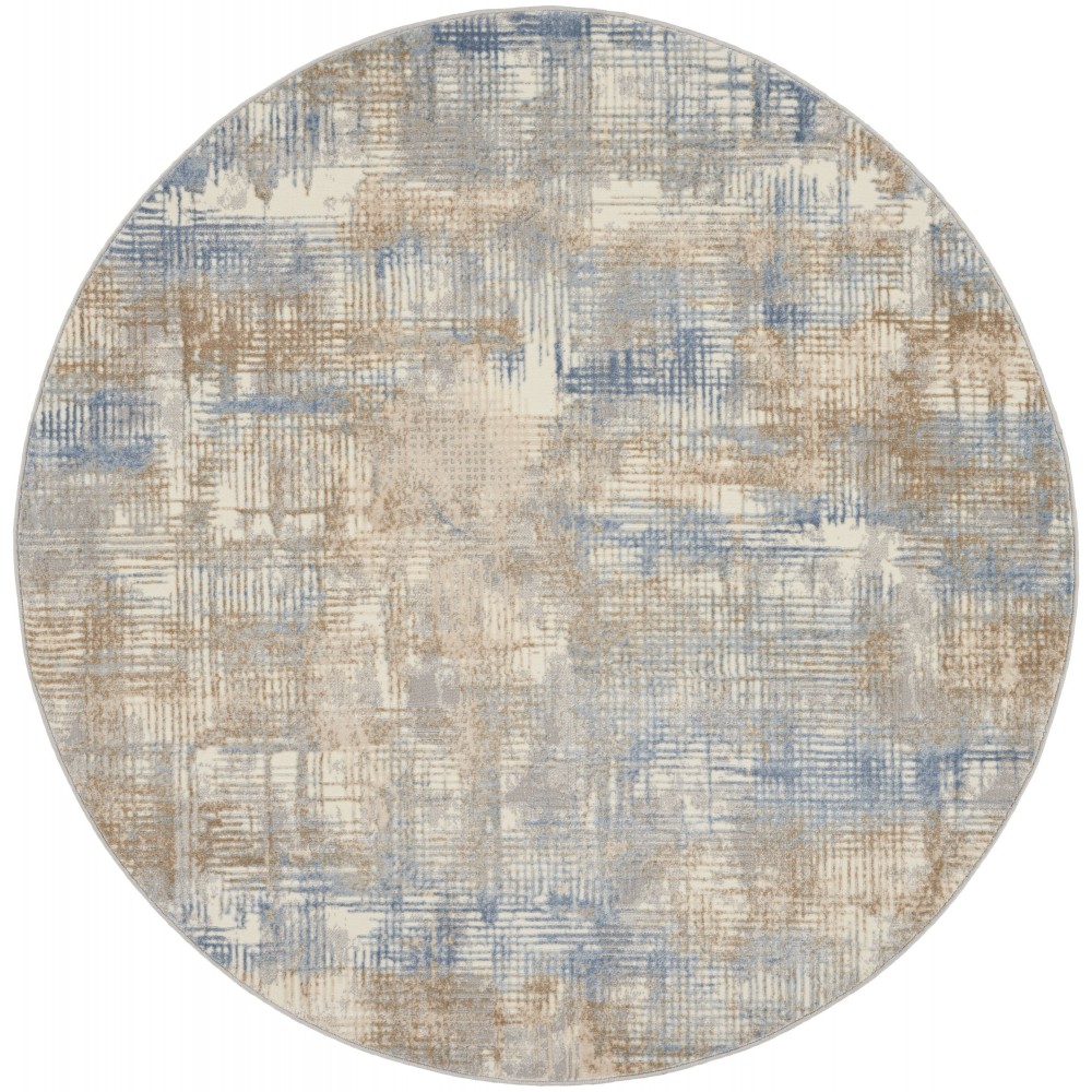 Calvin Klein Ck950 Rush CK951 Area Rug, Blue/Beige, 6' x Round