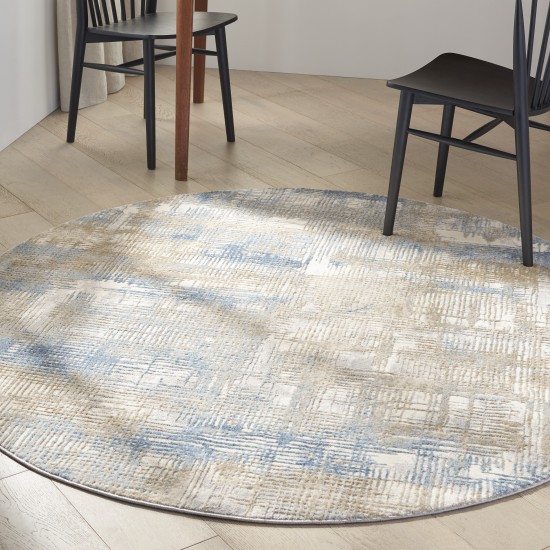 Calvin Klein Ck950 Rush CK951 Area Rug, Blue/Beige, 6' x Round