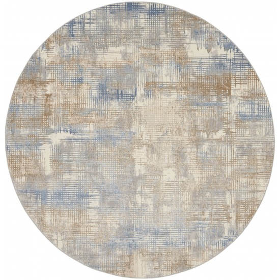 Calvin Klein Ck950 Rush CK951 Area Rug, Blue/Beige, 8' x Round