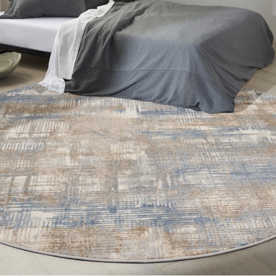 Calvin Klein Ck950 Rush CK951 Area Rug, Blue/Beige, 8' x Round