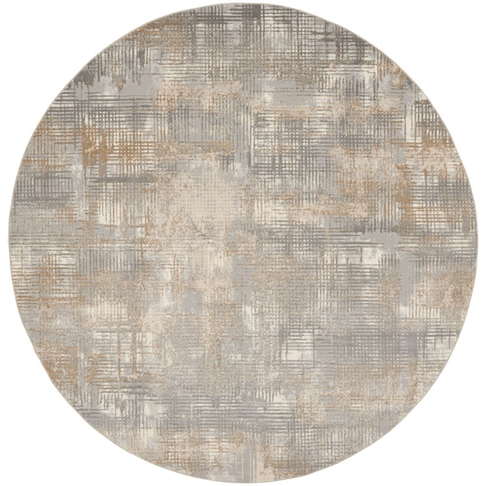 Calvin Klein Ck950 Rush CK951 Area Rug, Grey/Beige, 8' x Round