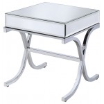 ACME Yuri End Table, Mirrored Top & Chrome