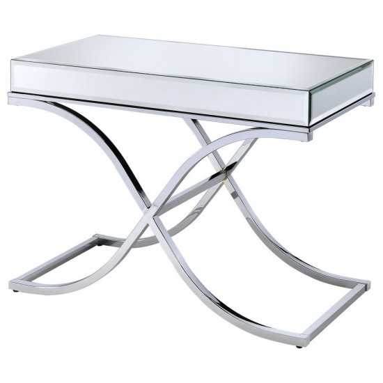 ACME Yuri Sofa Table, Mirrored Top & Chrome