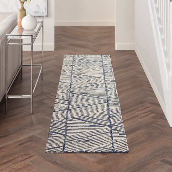 Nourison Colorado CLR01 Runner Rug, White/Blue, 2'3" x 7'6"