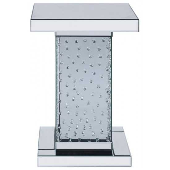 ACME Nysa End Table, Mirrored & Faux Crystals