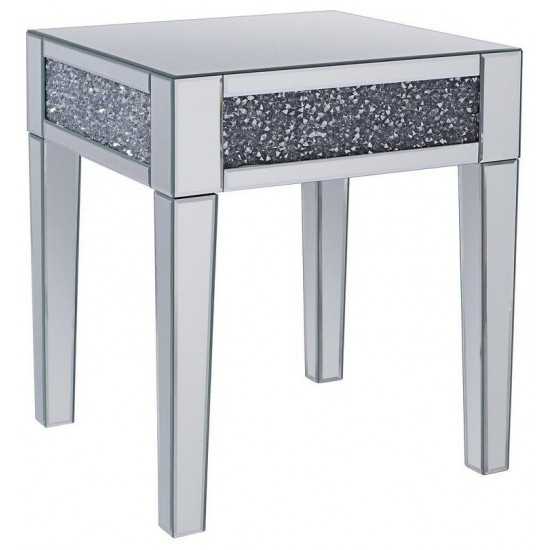 ACME Noralie End Table, Mirrored & Faux Diamonds