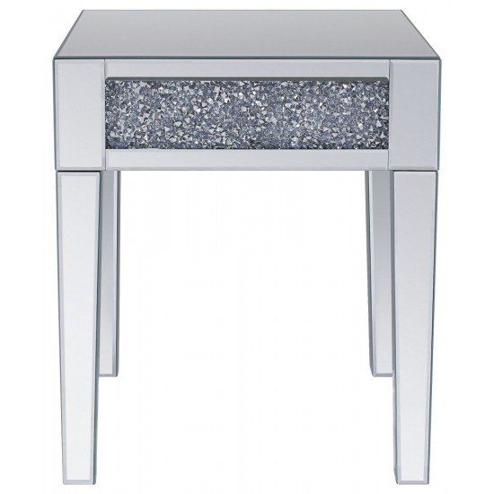 ACME Noralie End Table, Mirrored & Faux Diamonds