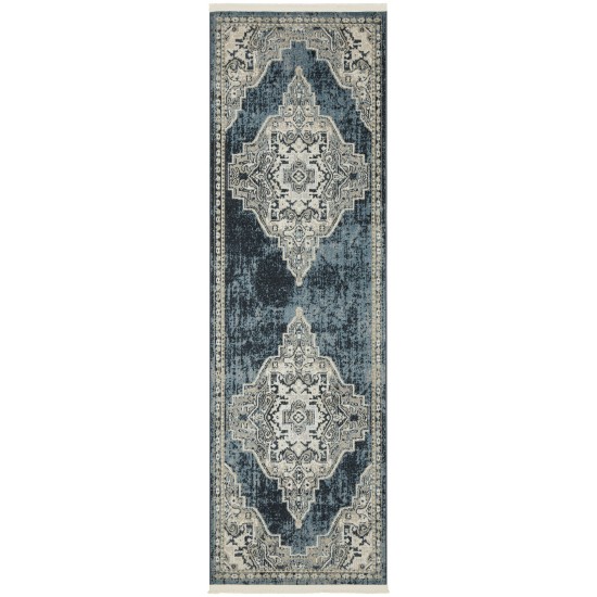 Nourison Carina CNA01 Runner Rug, Blue/Grey, 2'2" x 7'6"