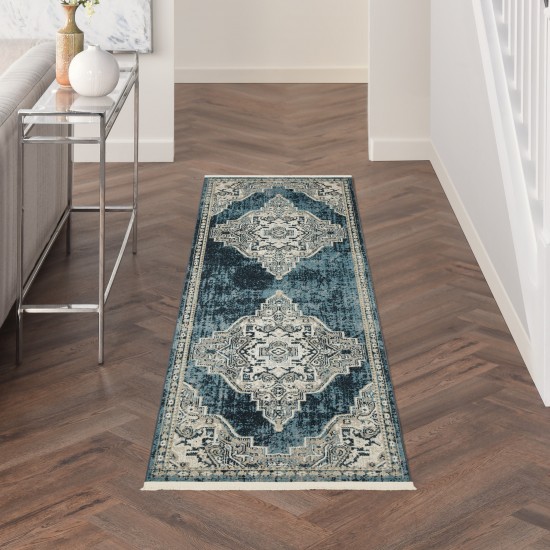 Nourison Carina CNA01 Runner Rug, Blue/Grey, 2'2" x 7'6"