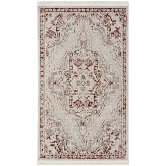 Nourison Carina CNA01 Area Rug, Brick/Silver, 2'2" x 3'9"