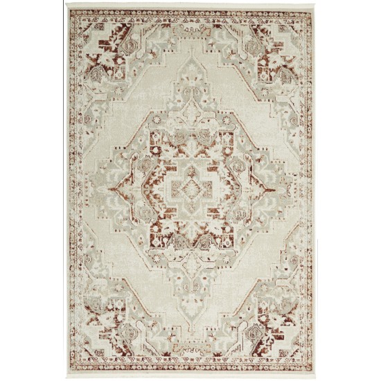 Nourison Carina CNA01 Area Rug, Brick/Silver, 4' x 6'