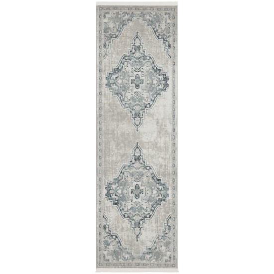 Nourison Carina CNA01 Runner Rug, Light Blue/Ivory, 2'2" x 7'6"