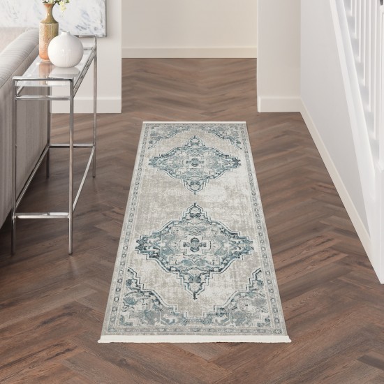 Nourison Carina CNA01 Runner Rug, Light Blue/Ivory, 2'2" x 7'6"