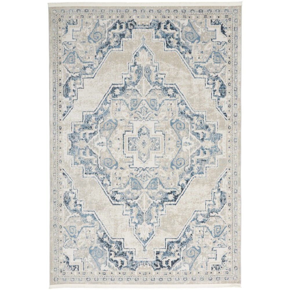 Nourison Carina CNA01 Area Rug, Light Blue/Ivory, 5'3" x 7'3"