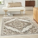 Nourison Carina CNA01 Area Rug, Mocha/Silver, 5'3" x 7'3"