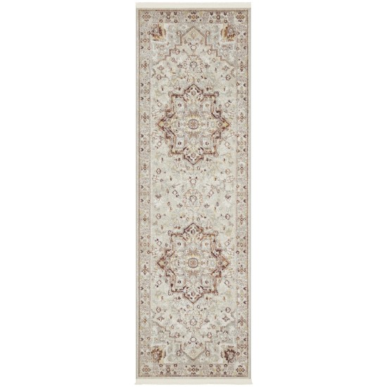 Nourison Carina CNA02 Runner Rug, Brick/Silver, 2'2" x 7'6"