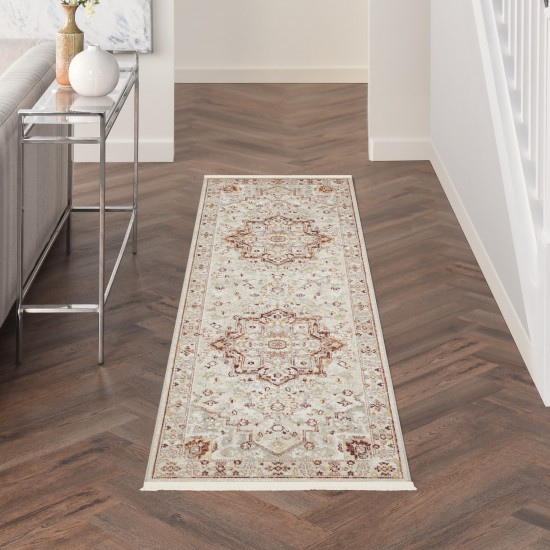 Nourison Carina CNA02 Runner Rug, Brick/Silver, 2'2" x 7'6"