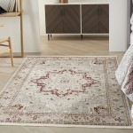 Nourison Carina CNA02 Area Rug, Brick/Silver, 4' x 6'