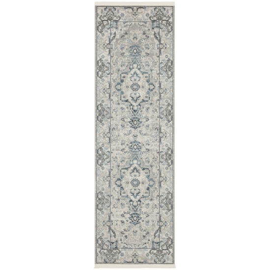 Nourison Carina CNA02 Runner Rug, Grey/Blue, 2'2" x 7'6"