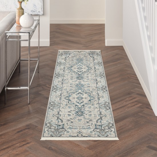 Nourison Carina CNA02 Runner Rug, Grey/Blue, 2'2" x 7'6"