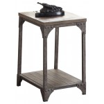 ACME Gorden End Table, Weathered Oak & Antique Nickel