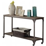 ACME Gorden Sofa Table, Weathered Oak & Antique Nickel