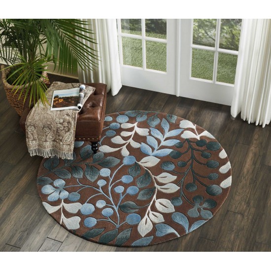 Nourison Contour CON02 Area Rug, Mocha, 5' x Round