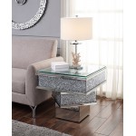 ACME Noralie End Table, Mirrored & Faux Diamonds