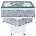 ACME Noralie End Table, Mirrored & Faux Diamonds