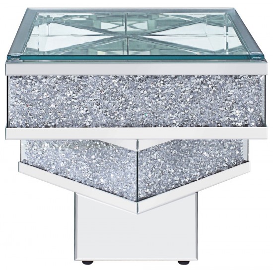 ACME Noralie End Table, Mirrored & Faux Diamonds