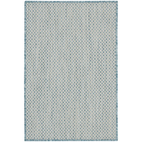 Nourison Courtyard COU01 Area Rug, Ivory/Aqua, 2' x 3'