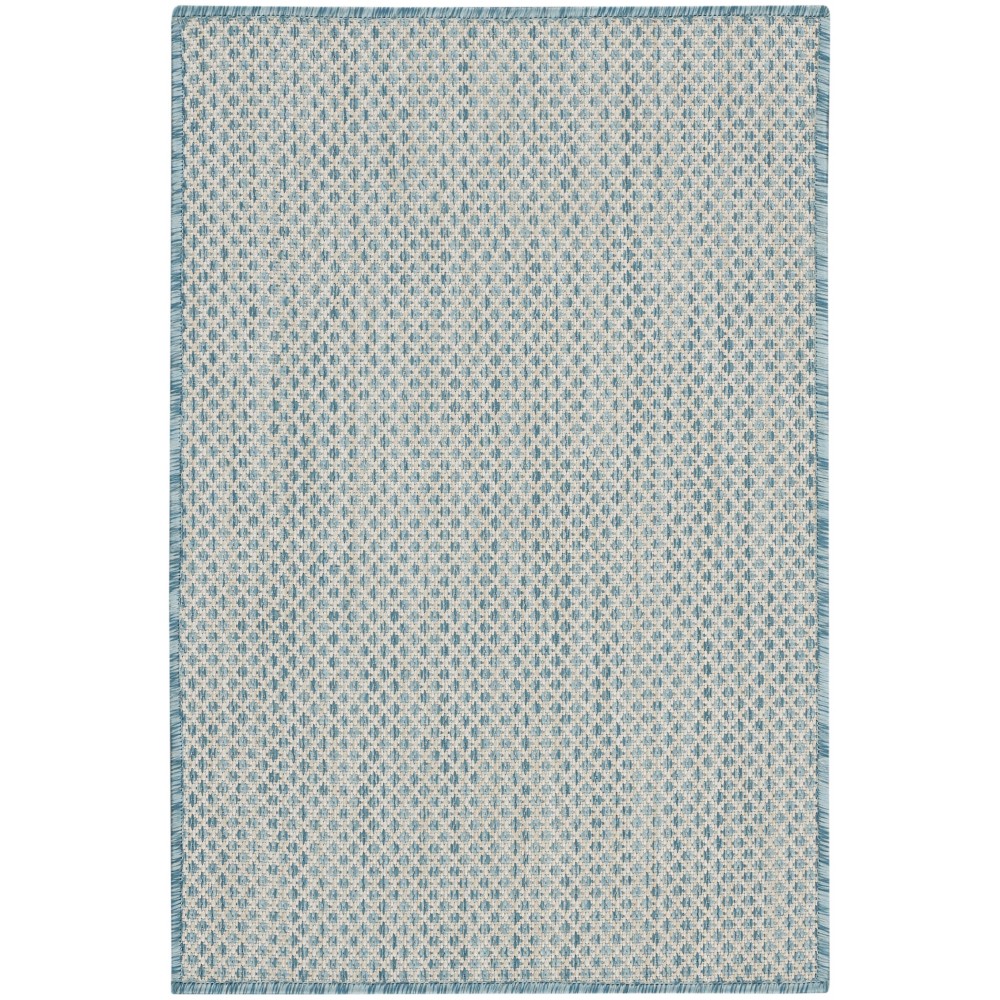 Nourison Courtyard COU01 Area Rug, Ivory/Aqua, 2' x 3'