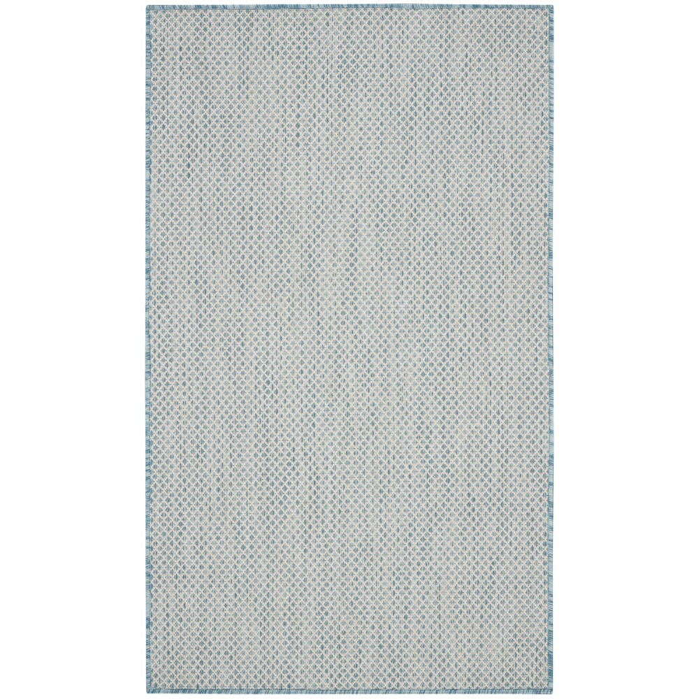 Nourison Courtyard COU01 Area Rug, Ivory/Aqua, 3' x 5'