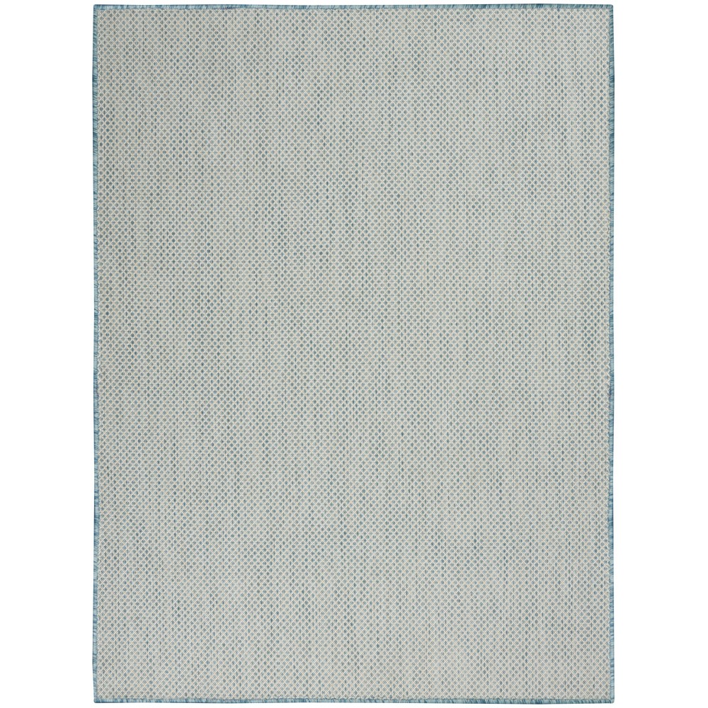 Nourison Courtyard COU01 Area Rug, Ivory/Aqua, 5' x 7'