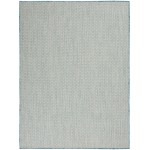 Nourison Courtyard COU01 Area Rug, Ivory/Aqua, 6' x 9'