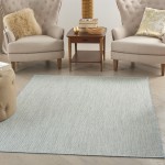 Nourison Courtyard COU01 Area Rug, Ivory/Aqua, 6' x 9'