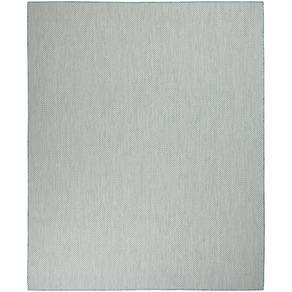 Nourison Courtyard COU01 Area Rug, Ivory/Aqua, 9' x 12'