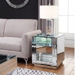 ACME Nysa End Table, Mirrored & Faux Crystals