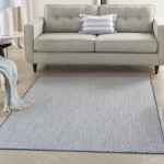 Nourison Courtyard COU01 Area Rug, Ivory/Blue, 6' x 9'