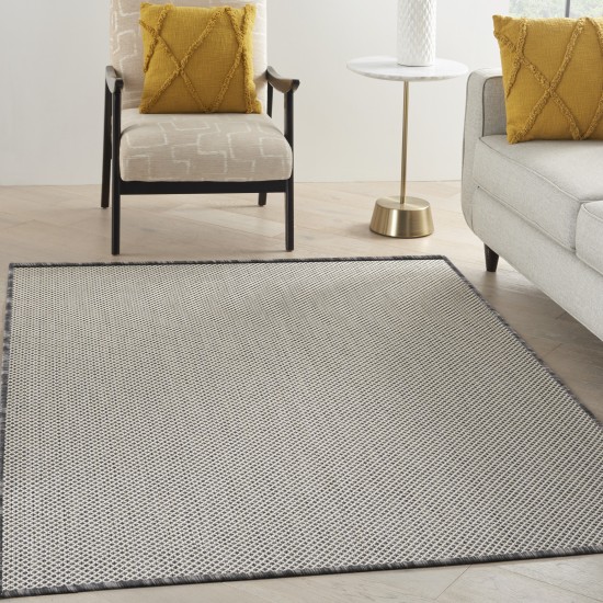 Nourison Courtyard COU01 Area Rug, Ivory/Charcoal, 4' x 6'