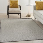 Nourison Courtyard COU01 Area Rug, Ivory/Charcoal, 6' x 9'