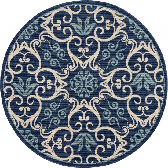 Nourison Caribbean CRB02 Area Rug, Navy, 5' x Round