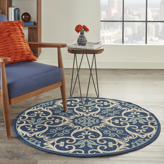 Nourison Caribbean CRB02 Area Rug, Navy, 5' x Round