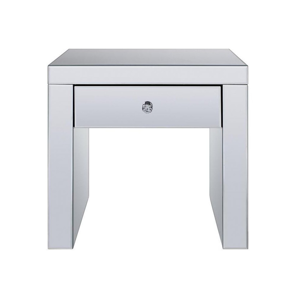 ACME Noralie End Table, Mirrored & Faux Diamonds